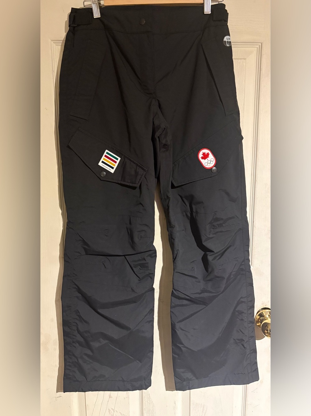 Black Women's Cargo Snow Pants with Olympic Patch Team Canada
